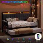 GustoWave Twin Daybed con rete estraibile, luce LED e stazione di ricarica