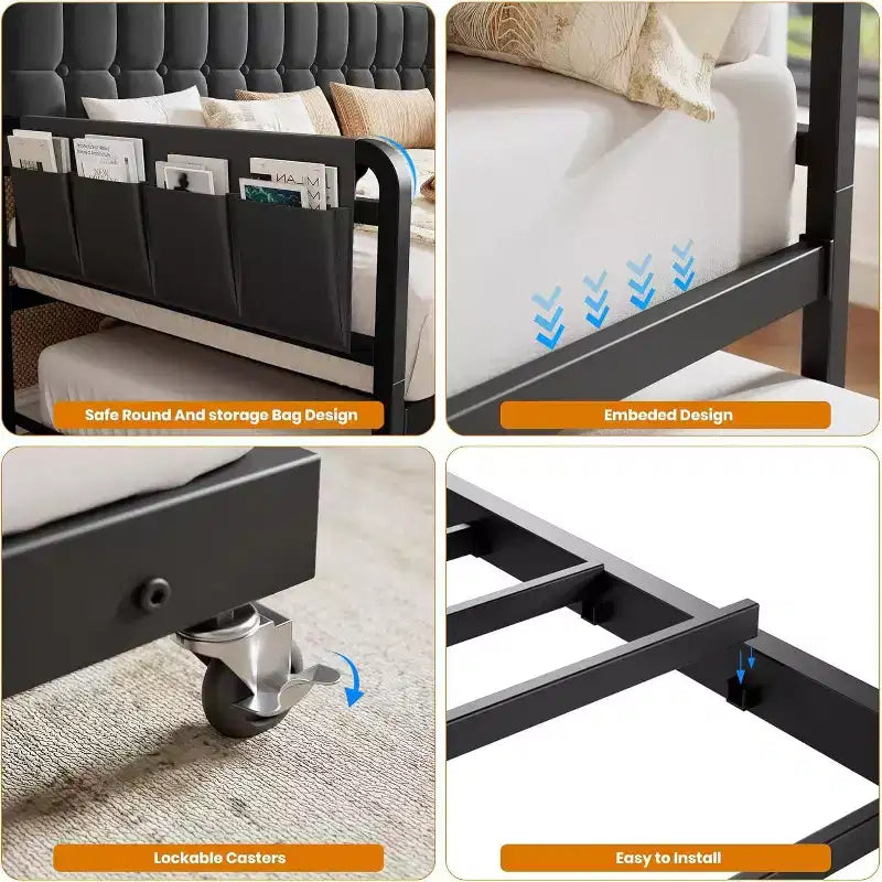 GustoWave Twin Daybed con rete estraibile, luce LED e stazione di ricarica