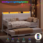 GustoWave Twin Daybed con rete estraibile, luce LED e stazione di ricarica