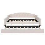 FAMYYT Divano Letto Imbottito Tufted Full Size con Letto Estraibile Twin Size, Facile Montaggio