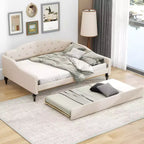 FAMYYT Divano Letto Imbottito Tufted Full Size con Letto Estraibile Twin Size, Facile Montaggio