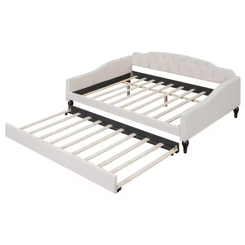 FAMYYT Divano Letto Imbottito Tufted Full Size con Letto Estraibile Twin Size, Facile Montaggio
