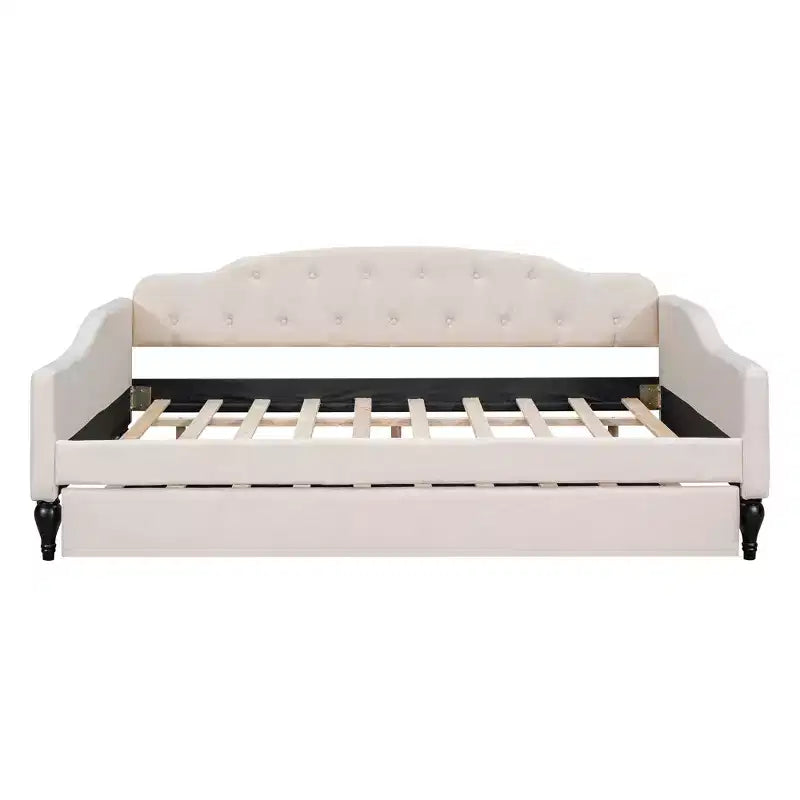 FAMYYT Divano Letto Imbottito Tufted Full Size con Letto Estraibile Twin Size, Facile Montaggio