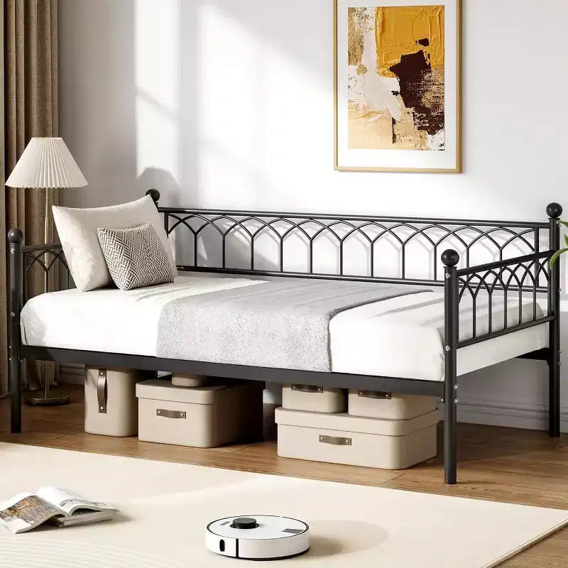 GustoWave Heavy Duty Daybed, Twin Size Platform Sofa Bed Frame Set with Charging Station