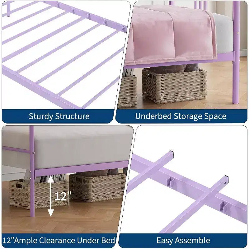 GustoWave Divano letto estraibile salvaspazio, telaio letto a piattaforma in metallo per camera da letto, soggiorno, camera degli ospiti