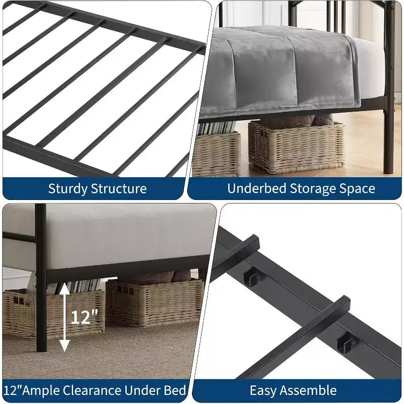 GustoWave Divano letto estraibile salvaspazio, telaio letto a piattaforma in metallo per camera da letto, soggiorno, camera degli ospiti