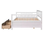 Luxystar Letto a Divano Moderno in Legno Full Size con 2 Cassetti per Soggiorno e Camera degli Ospiti,