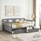 Luxystar Letto a Divano Moderno in Legno Full Size con 2 Cassetti per Soggiorno e Camera degli Ospiti,