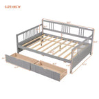 Luxystar Letto a Divano Moderno in Legno Full Size con 2 Cassetti per Soggiorno e Camera degli Ospiti,