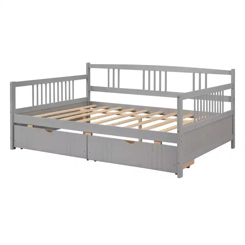 Luxystar Letto a Divano Moderno in Legno Full Size con 2 Cassetti per Soggiorno e Camera degli Ospiti,