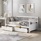Luxystar Letto a Divano Moderno in Legno Full Size con 2 Cassetti per Soggiorno e Camera degli Ospiti,