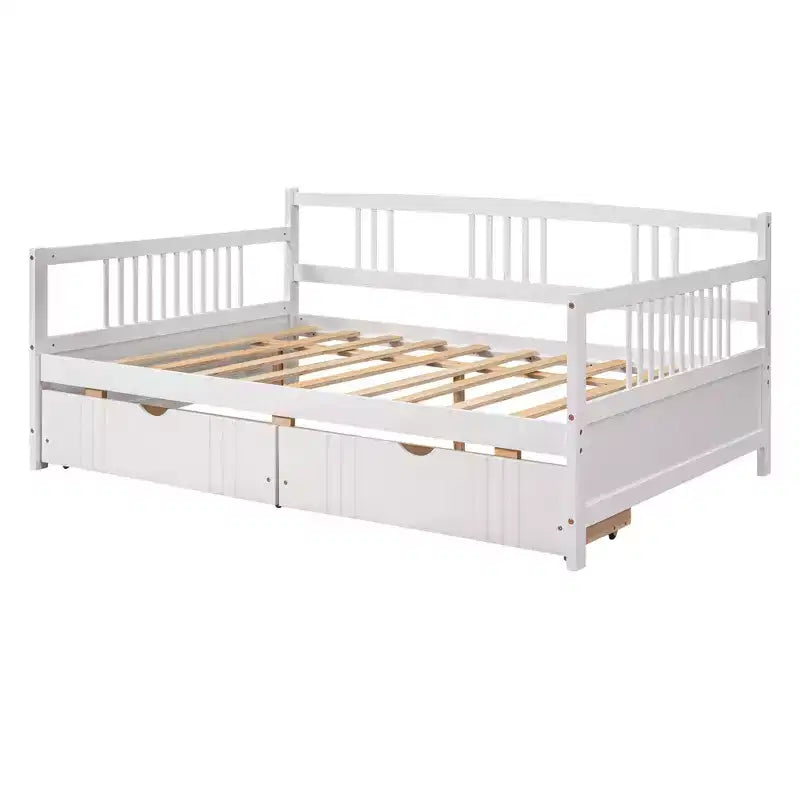 Luxystar Letto a Divano Moderno in Legno Full Size con 2 Cassetti per Soggiorno e Camera degli Ospiti,