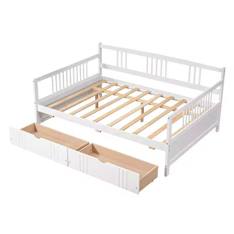 Luxystar Letto a Divano Moderno in Legno Full Size con 2 Cassetti per Soggiorno e Camera degli Ospiti,
