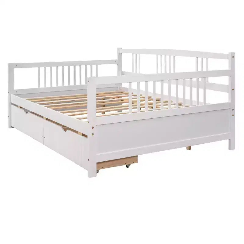 Luxystar Letto a Divano Moderno in Legno Full Size con 2 Cassetti per Soggiorno e Camera degli Ospiti,