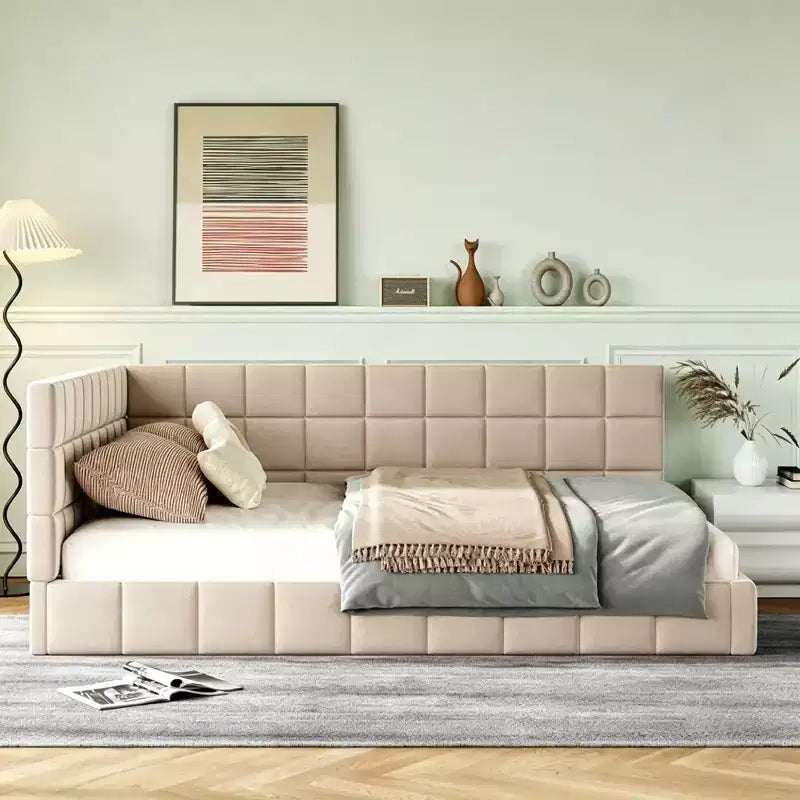 Luxystar Modern Full Size Upholstered Daybed Frame for Livingroom and Guest Room,