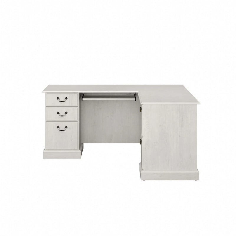 Scrivania per computer a L con cassetti, ciliegio harvest / grigio moderno / quercia bianca lino, 1 persona