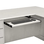 Scrivania per computer a L con cassetti, ciliegio harvest / grigio moderno / quercia bianca lino, 1 persona