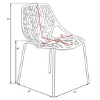 Sedia da pranzo impilabile con schienale a giorno, gambe cromate — Set da 2