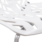Sedia da pranzo impilabile con schienale a giorno, gambe cromate — Set da 2