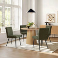 Sedia da pranzo con schienale rettangolare verde / beige / blu scuro e sedile imbottito, set da 4