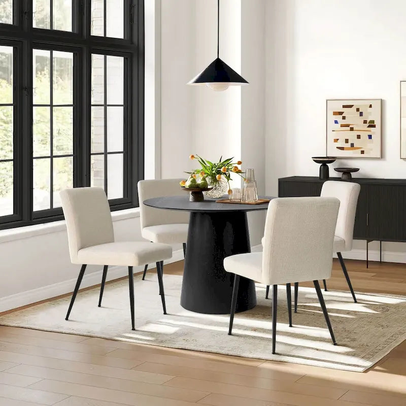 Sedia da pranzo con schienale rettangolare verde / beige / blu scuro e sedile imbottito, set da 4