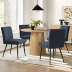 Sedia da pranzo con schienale rettangolare verde / beige / blu scuro e sedile imbottito, set da 4