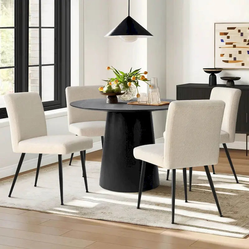Sedia da pranzo con schienale rettangolare verde / beige / blu scuro e sedile imbottito, set da 4