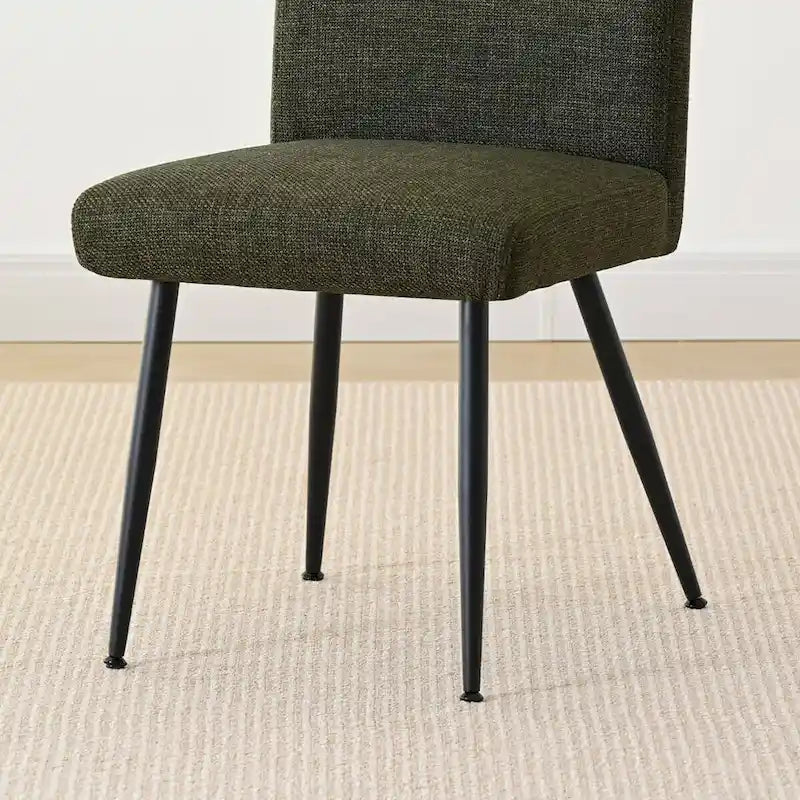 Sedia da pranzo con schienale rettangolare verde / beige / blu scuro e sedile imbottito, set da 4