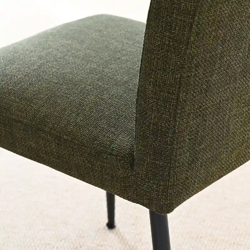 Sedia da pranzo con schienale rettangolare verde / beige / blu scuro e sedile imbottito, set da 4