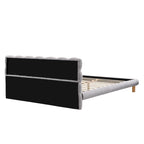 Letto a piattaforma imbottito in ciniglia grigia con testiera a biscotto, Full/Queen/King