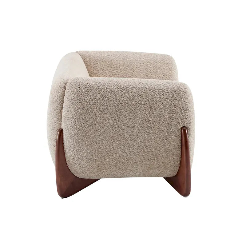 Divanetto a 2 posti in Bouclé (bianco / verde oliva / color caramello / blu navy / mandorla)