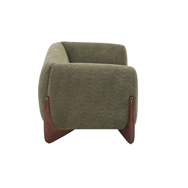 Divanetto a 2 posti in Bouclé (bianco / verde oliva / color caramello / blu navy / mandorla)