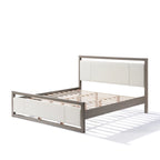 Letto king-size con testiera in bouclé color avorio, grigio chiaro, 1 posto letto