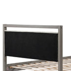 Letto king-size con testiera in bouclé color avorio, grigio chiaro, 1 posto letto