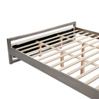 Letto king-size con testiera in bouclé color avorio, grigio chiaro, 1 posto letto