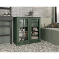 Mobile da bagno in legno massello da 32" — Ante in vetro trasparente, 2 cassetti e ripiani regolabili, colori multipli