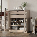 Mobile da bagno in legno massello da 32" — Ante in vetro trasparente, 2 cassetti e ripiani regolabili, colori multipli