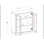 Mobile da bagno in legno massello da 32" — Ante in vetro trasparente, 2 cassetti e ripiani regolabili, colori multipli