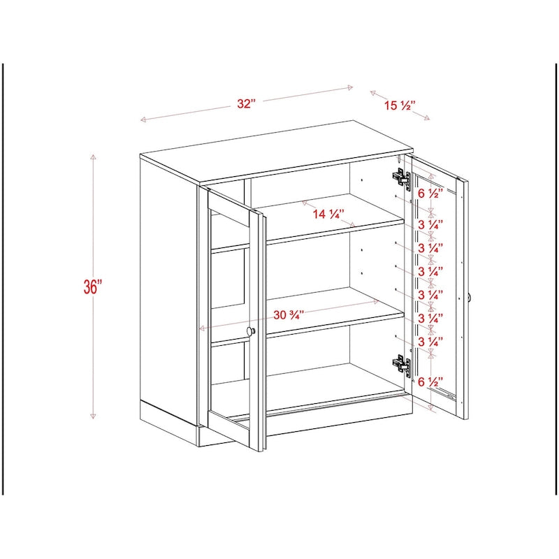 Mobile da bagno in legno massello da 32" — Ante in vetro trasparente, 2 cassetti e ripiani regolabili, colori multipli