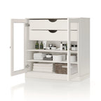 Mobile da bagno in legno massello da 32" — Ante in vetro trasparente, 2 cassetti e ripiani regolabili, colori multipli