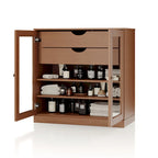 Mobile da bagno in legno massello da 32" — Ante in vetro trasparente, 2 cassetti e ripiani regolabili, colori multipli