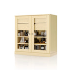 Mobile da bagno in legno massello da 32" — Ante in vetro trasparente, 2 cassetti e ripiani regolabili, colori multipli
