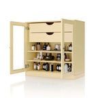 Mobile da bagno in legno massello da 32" — Ante in vetro trasparente, 2 cassetti e ripiani regolabili, colori multipli