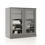 Mobile da bagno in legno massello da 32" — Ante in vetro trasparente, 2 cassetti e ripiani regolabili, colori multipli