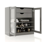 Mobile da bagno in legno massello da 32" — Ante in vetro trasparente, 2 cassetti e ripiani regolabili, colori multipli