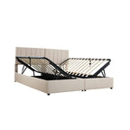 Letto imbottito beige/grigio con contenitore idraulico – Piazza singola/Matrimoniale, 2 persone