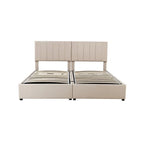Letto imbottito beige/grigio con contenitore idraulico – Piazza singola/Matrimoniale, 2 persone