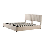 Letto imbottito beige/grigio con contenitore idraulico – Piazza singola/Matrimoniale, 2 persone