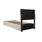 Letto imbottito beige/grigio con contenitore idraulico – Piazza singola/Matrimoniale, 2 persone
