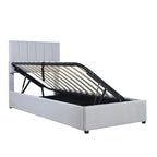 Letto imbottito beige/grigio con contenitore idraulico – Piazza singola/Matrimoniale, 2 persone